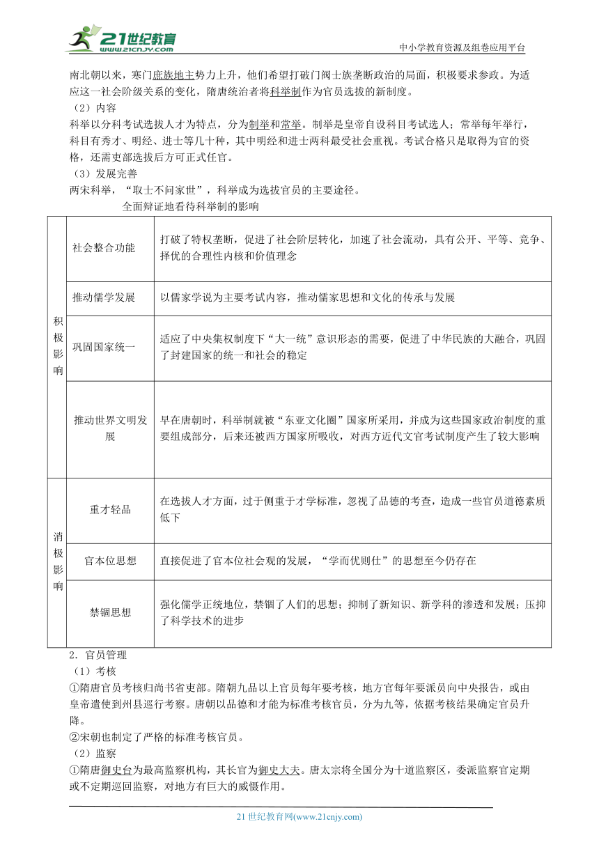 选择性必修1中国历史上的内外政策学案