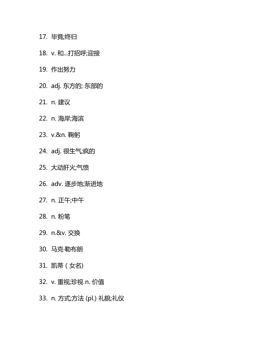 Unit 5 You’re supposed to shake hands. 单词检测 2022-2023学年鲁教版（五四学制）九年级全册英语（含答案）