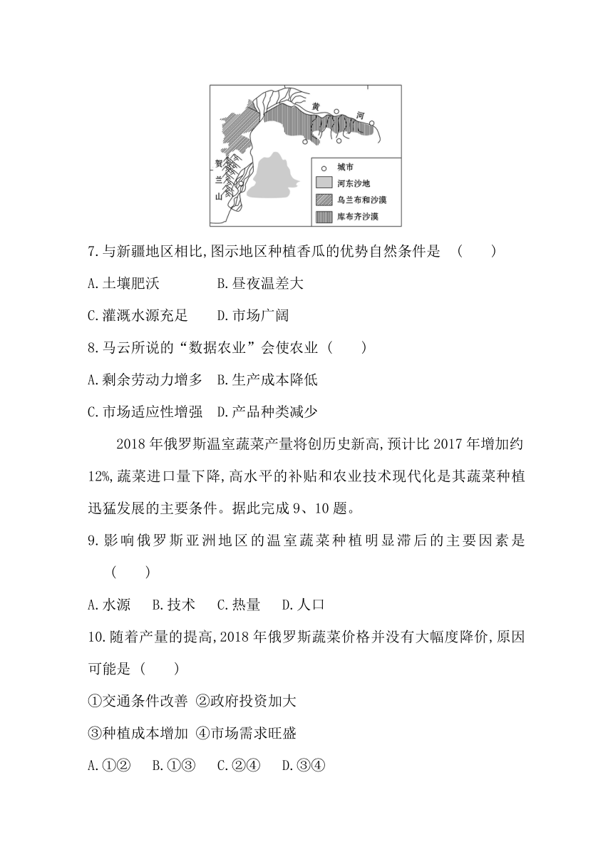 地理高中人教版（新教材）必修第二册 课时素养检测同步练习：3.1 农业区位因素及其变化 Word版含解析