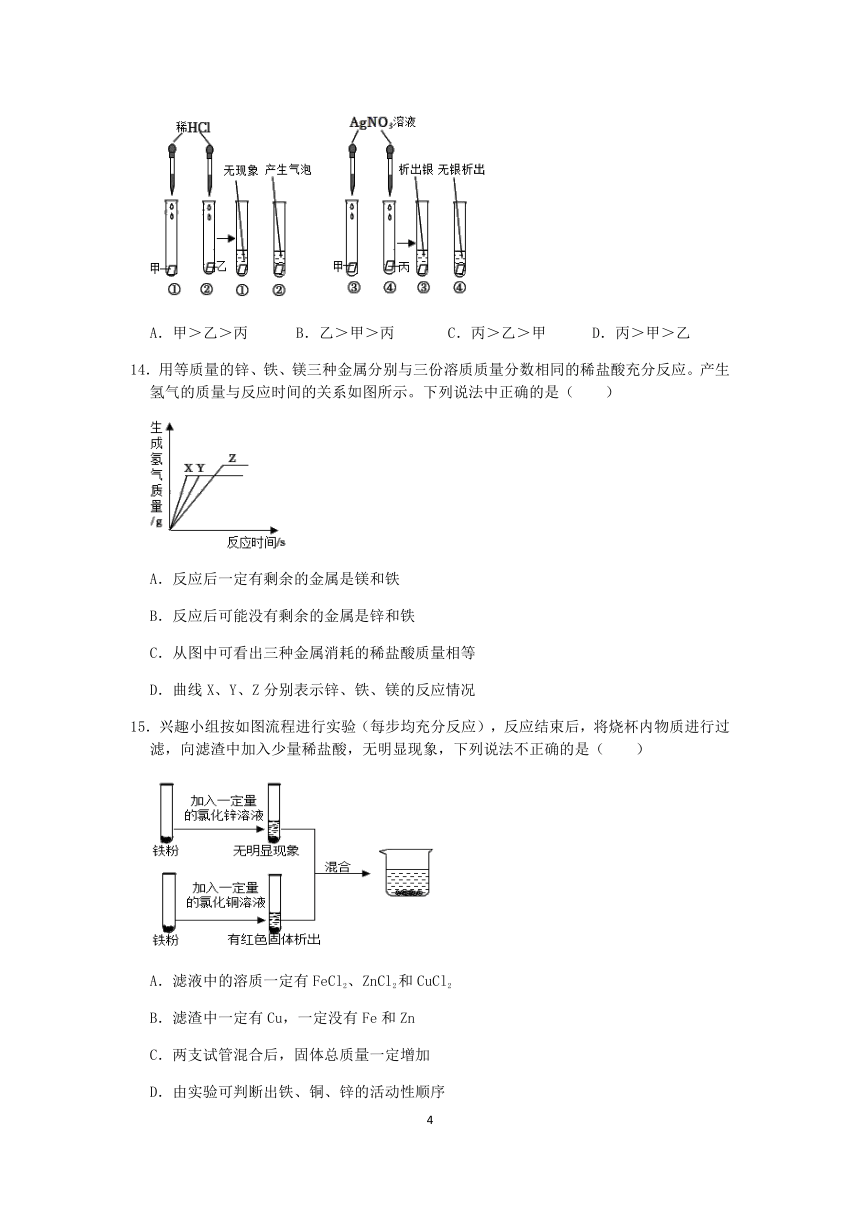 浙教版2022-2023学年上学期九年级科学分类题型训练：第二章《物质转化与材料利用》选择题（9）【word，含答案】