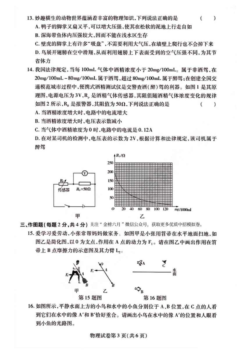 2023年郑州外国语三模物理试卷（PDF含答案）