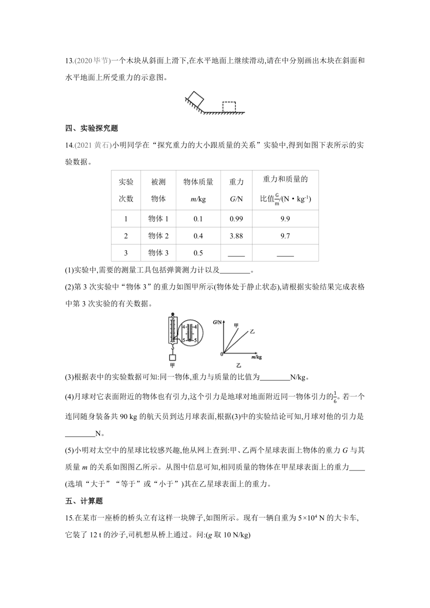 粤沪版物理八年级下册课课练：6.3　重力（含答案）