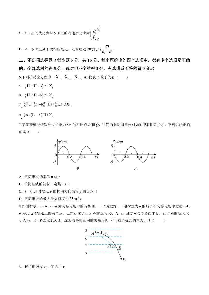 2023届天津市普通高中学业水平等级性考试考前适应性模拟物理试卷(九)（5月）（Word版含答案）