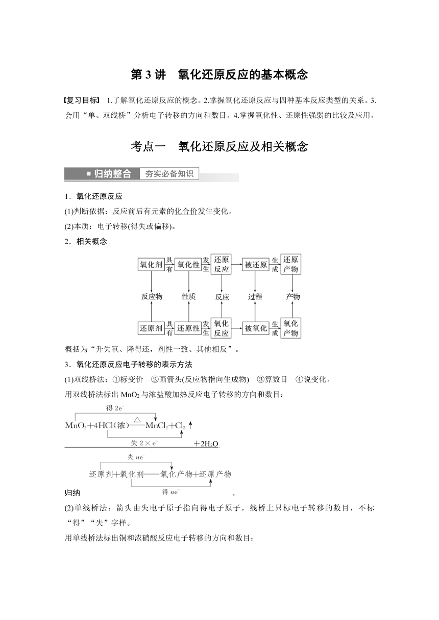 2023年江苏高考 化学大一轮复习 专题1  第三单元 第3讲　氧化还原反应的基本概念（学案+课时精练 word版含解析）