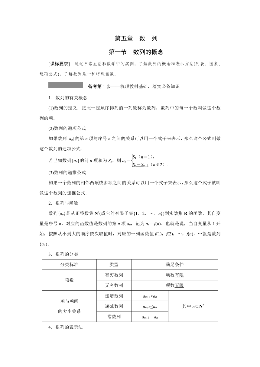 高三一轮总复习高效讲义第五章第1节 数列的概念 学案（Word版含答案）