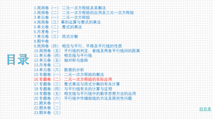 【湘教七下数学期末复习23卷】16.专题卷（二） 二元一次方程组的实际应用 课件（共17张PPT）