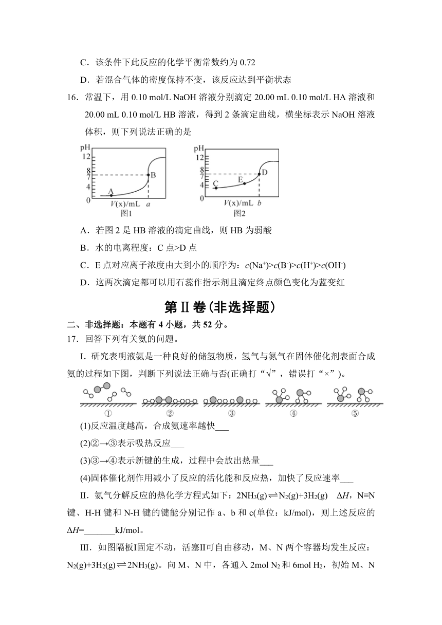 西藏自治区山南三高2021-2022学年高二上学期期中备考化学试卷（A卷）（Word版含答案）