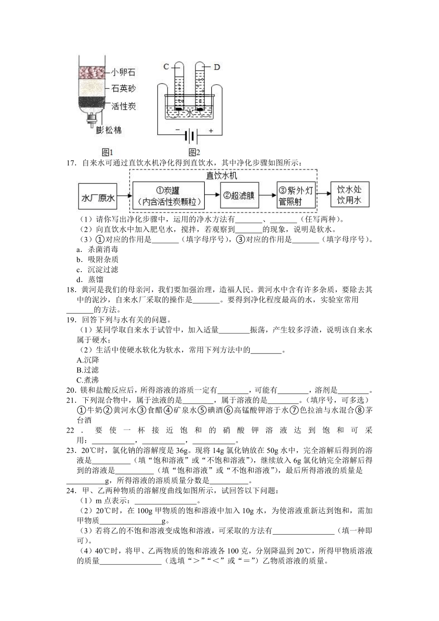 第1章 水和水的溶液 最热同步卷（含解析）