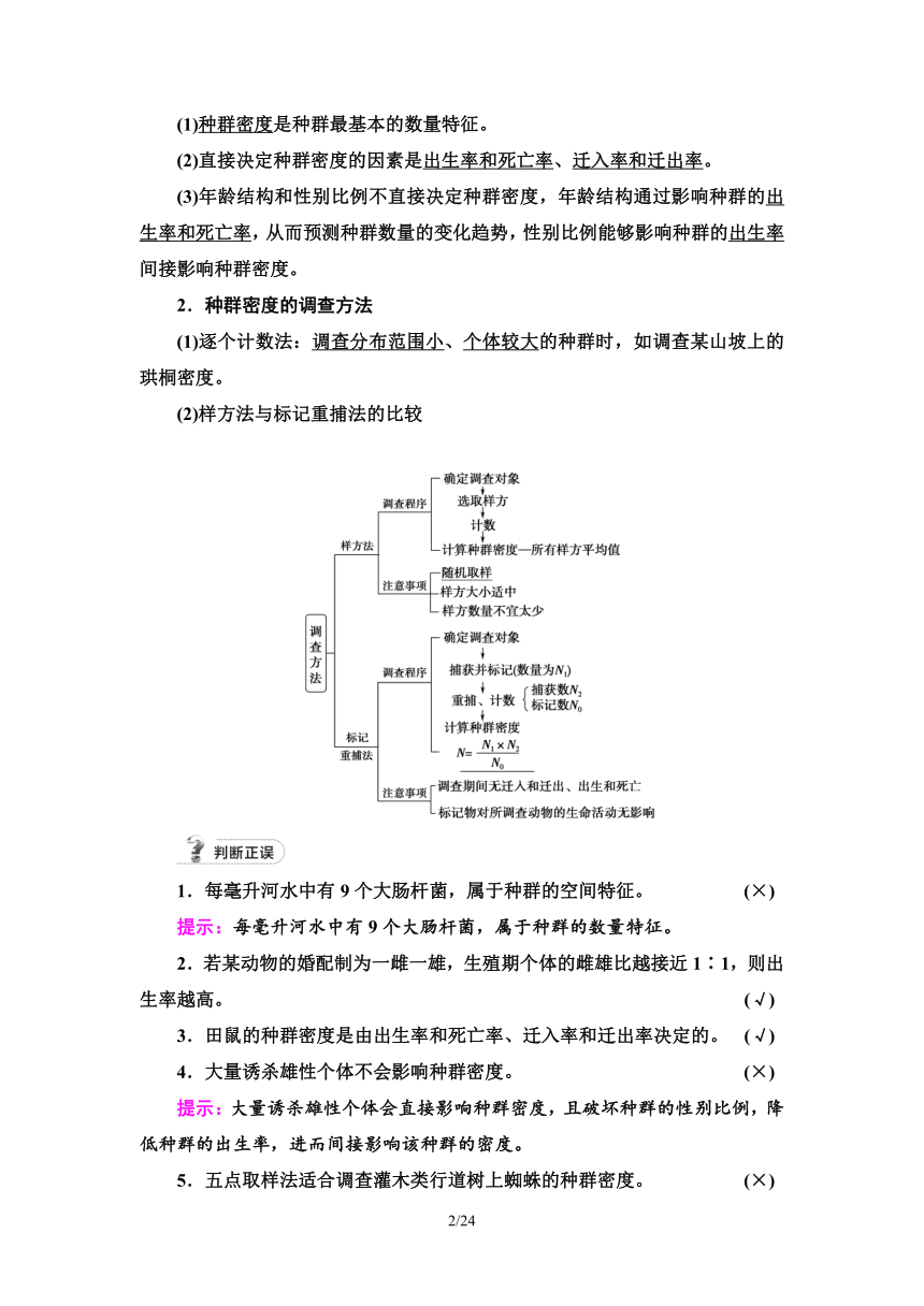 【备考2024】生物高考一轮复习学案：第30讲 种群及其动态(含答案）