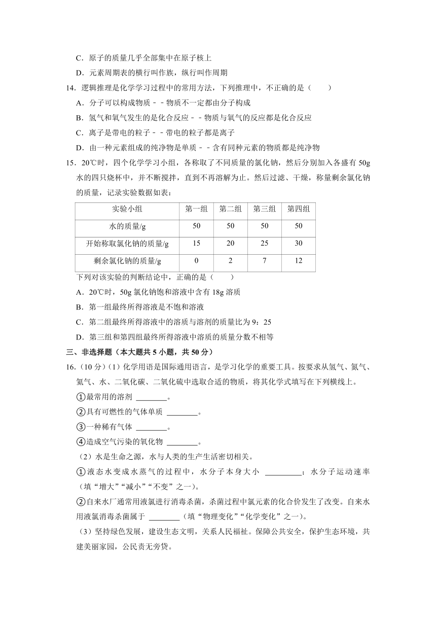 山东省济南市章丘区2021-2022学年上学期九年级期中化学试卷（word版 含解析）