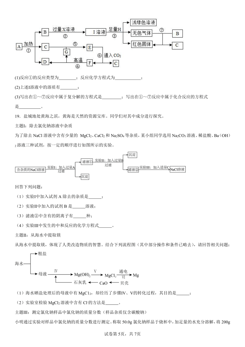 第八章常见的酸、碱、盐同步练习题(含解析)  2023-2024学年科粤版（2012）九年级化学下册