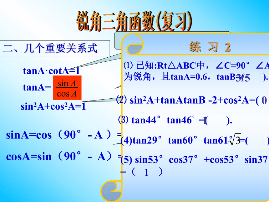 人教版九年级下册28章《锐角三角函数复习》课件(共22张PPT)