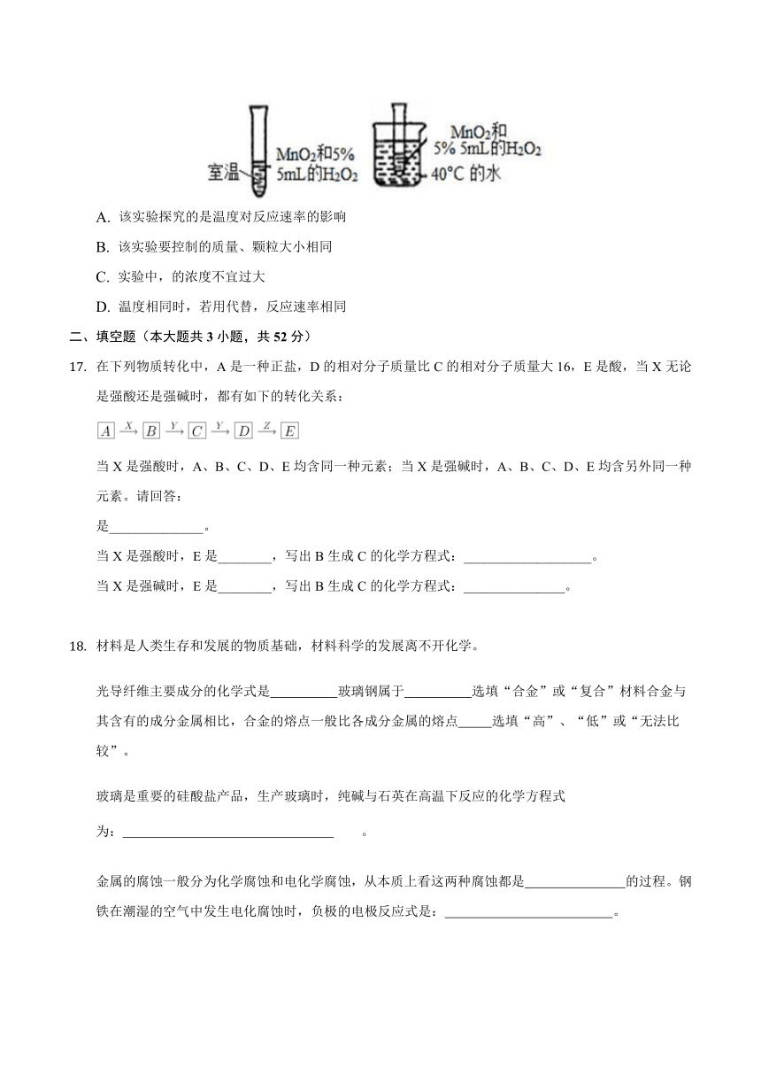 安徽省滁州市定远县育才学校2020-2021学年高一下学期期中模拟检测化学试题 Word版含答案