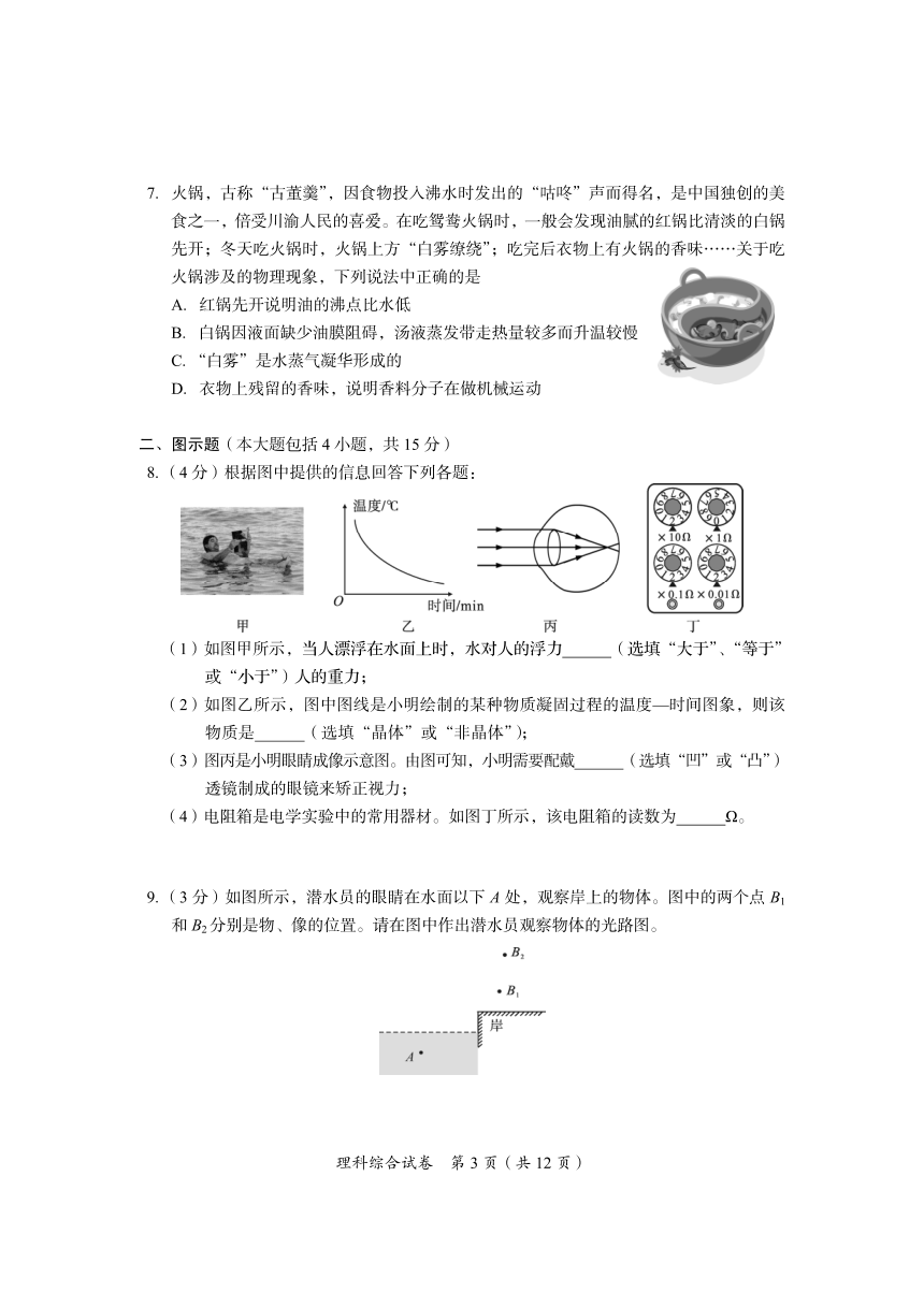 2022年资阳中考理科综合试题（PDF版无答案）