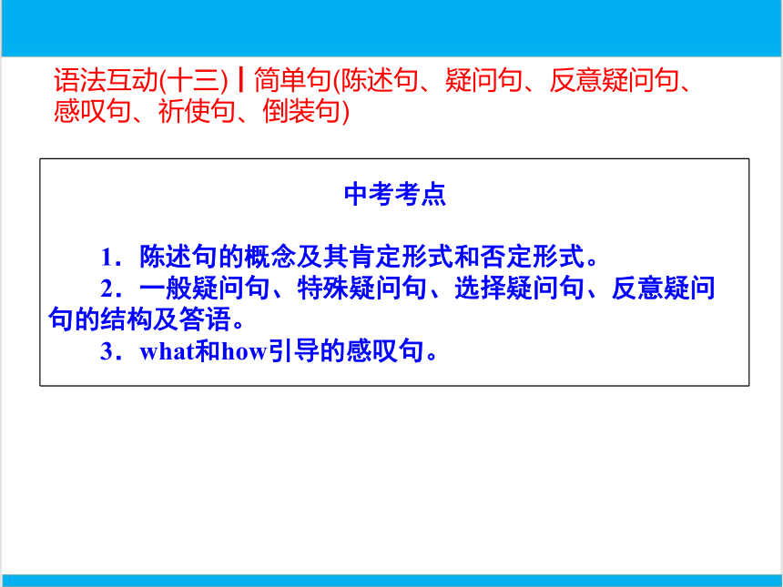 2022中考英语二轮复习PPT课件过关--语法互动13　 简单句陈述句、疑问句、反意疑问句、感叹句、祈使句、倒装句