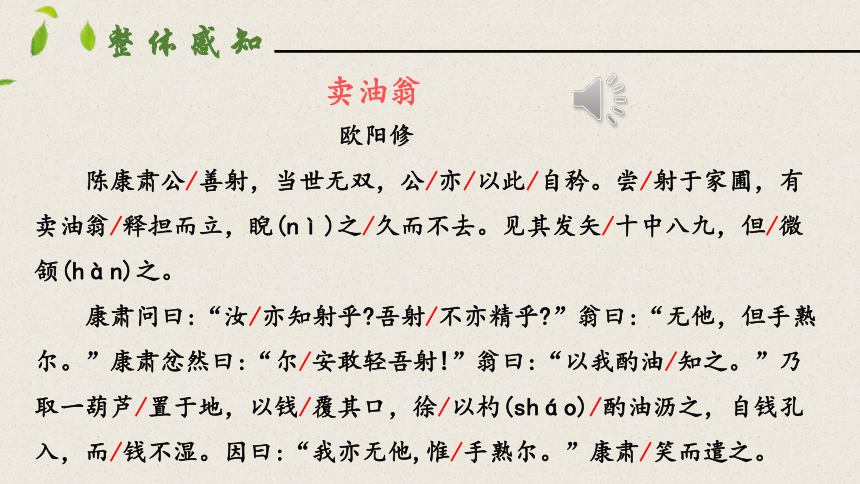 13卖油翁 第一课时 课件