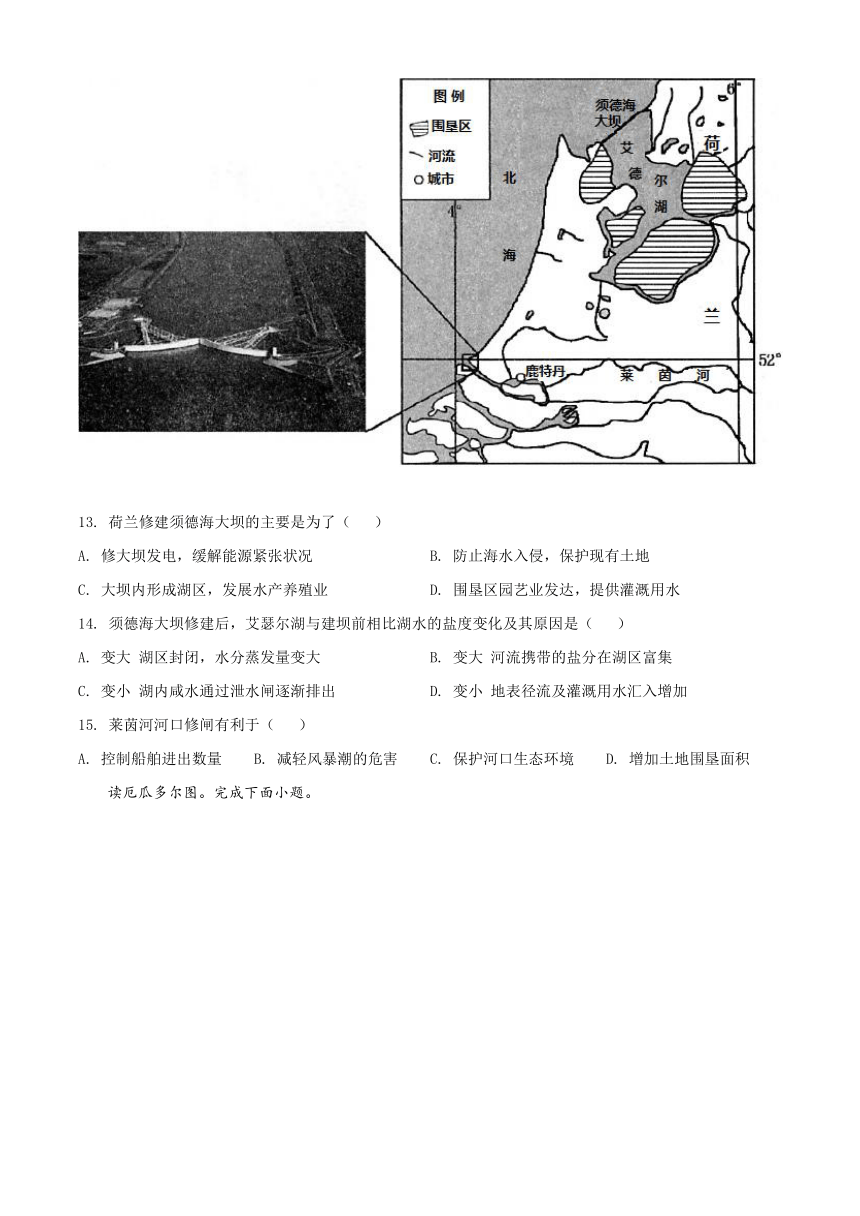 浙江省绍兴市柯桥区2020-2021学年高二上学期期末教学质量调测地理试题 Word版含解析