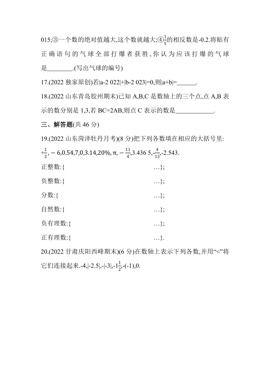 青岛版七年级上册数学第2章  有理数   素养综合检测试卷（含解析）