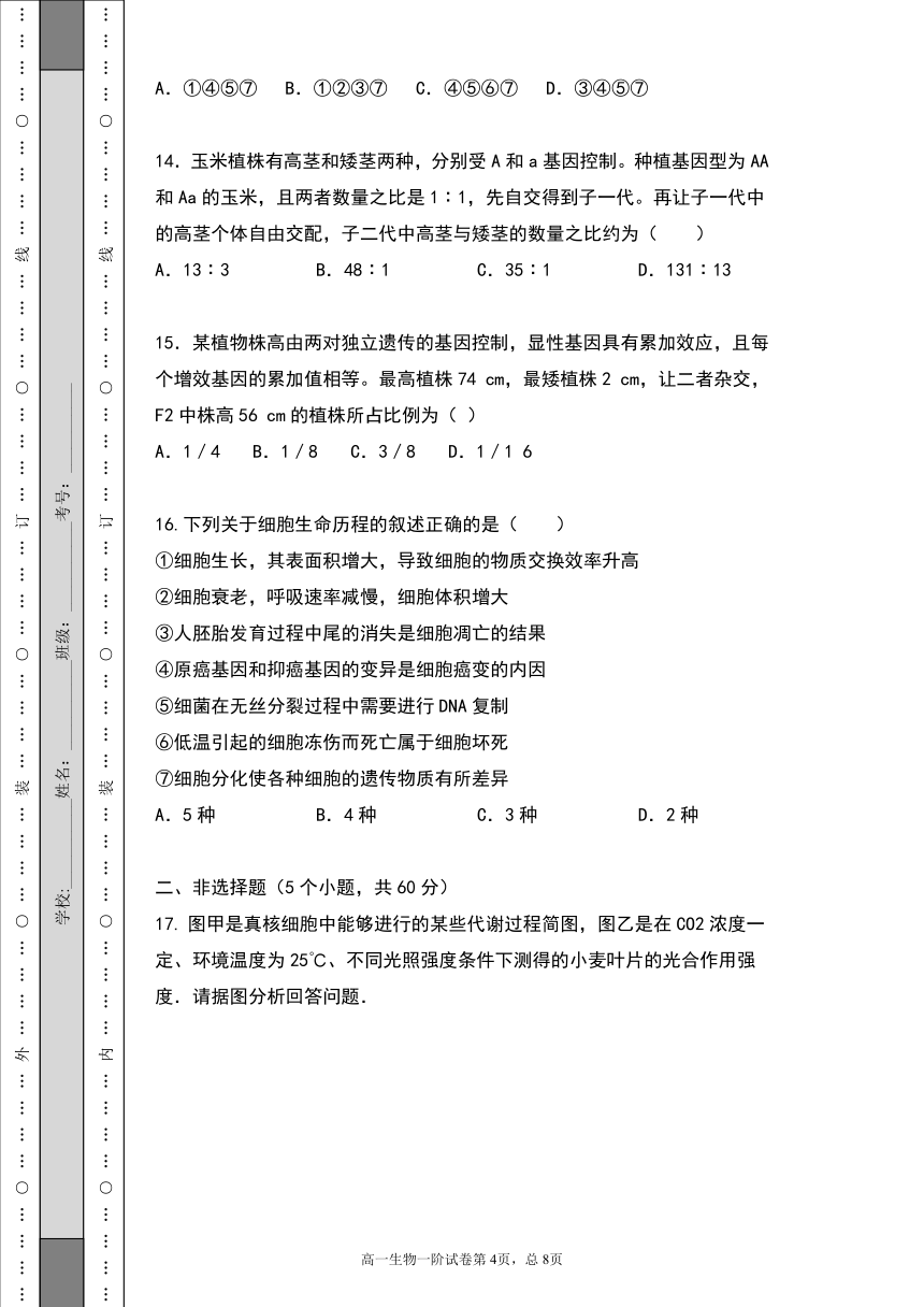广东省惠来第一高级中学校2020-2021学年高一下学期3月第一阶段考试生物试题 Word版含答案