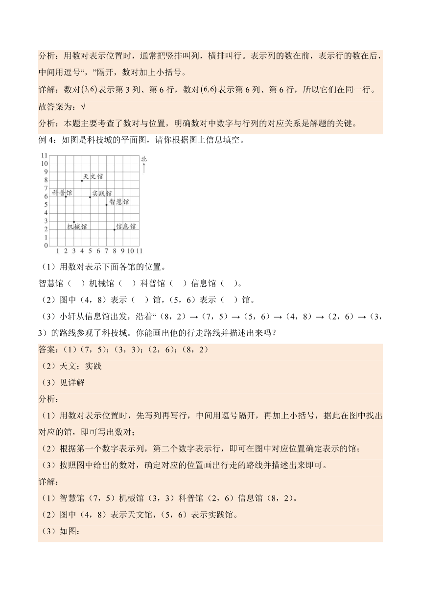 2023-2024学年数学四年级下册同步讲义（苏教版）8.2用数对表示物体位置（二）（含解析）