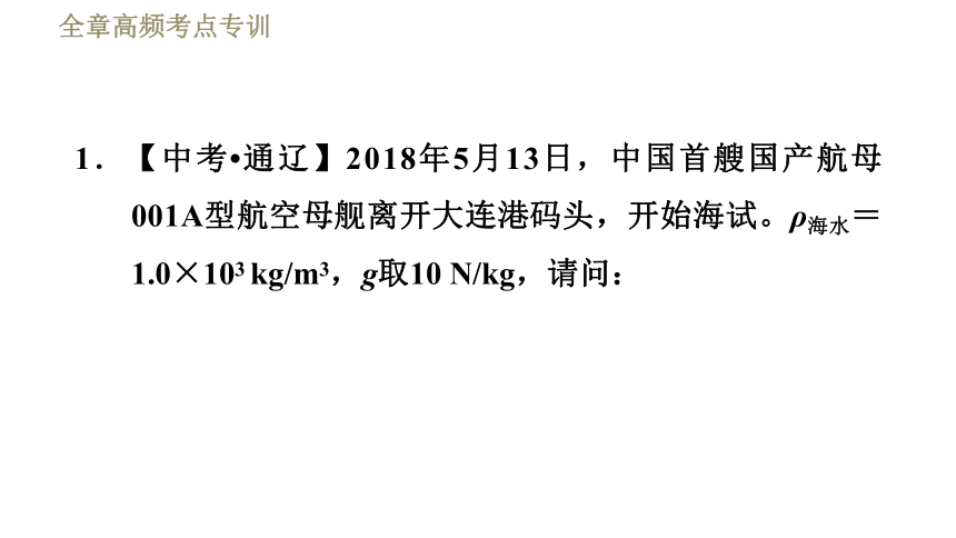 鲁科版八年级下册物理习题课件 第8章 全章高频考点专训  专训3  浮力的计算——平衡法（24张）