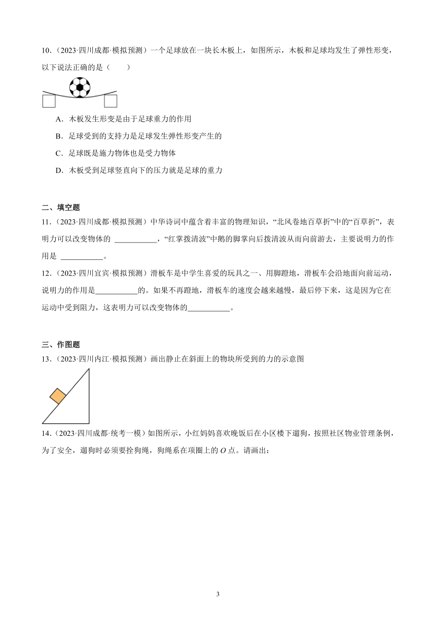 2023年四川省九年级物理中考模拟题分项选编：力（含解析）