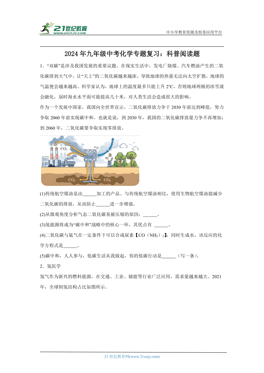 2024年九年级中考化学专题复习：科普阅读题 （含答案）