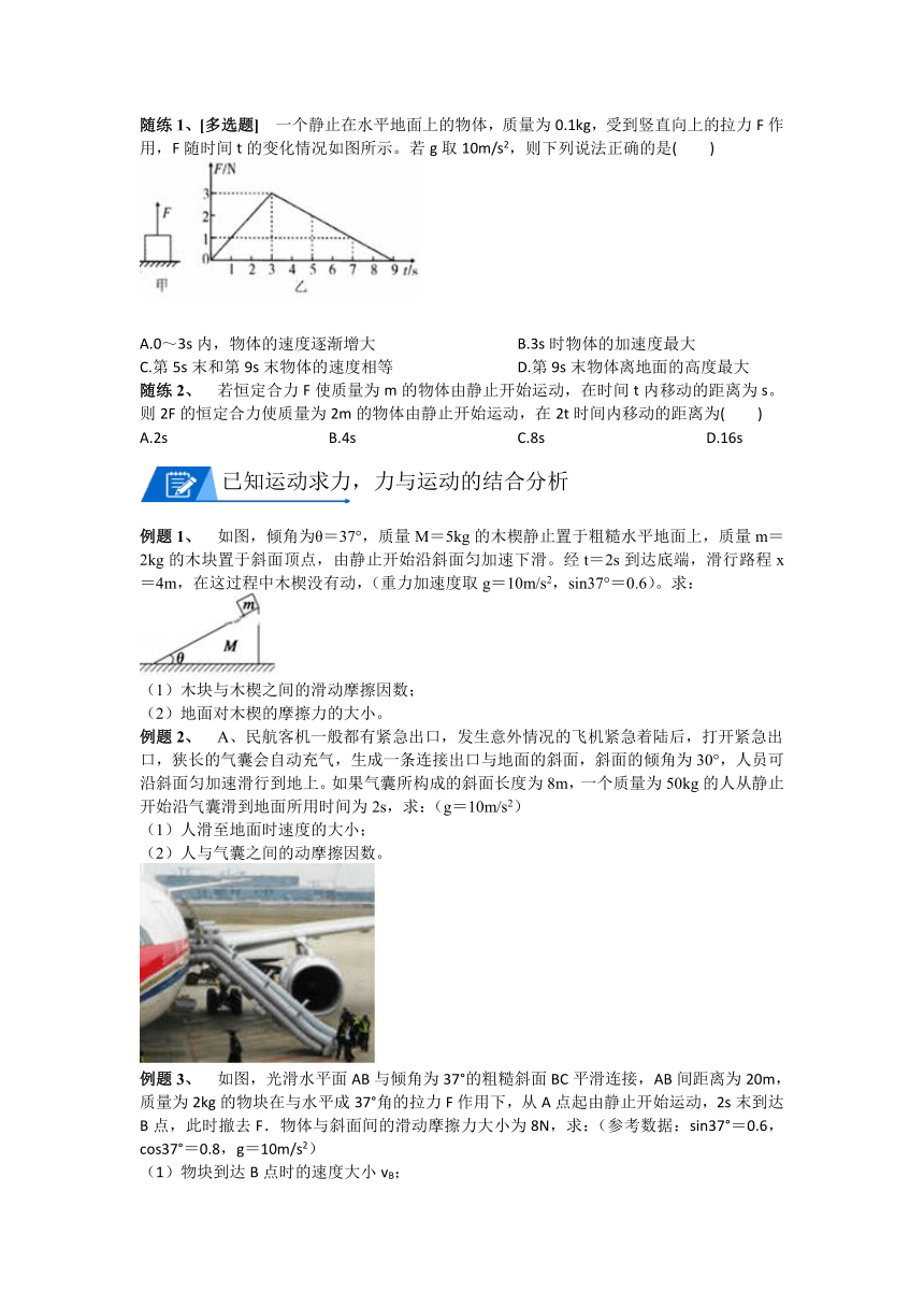 第12讲 牛顿第二定律的应用、超重和失重 学案 -2022年暑假新高一物理预习（含答案）