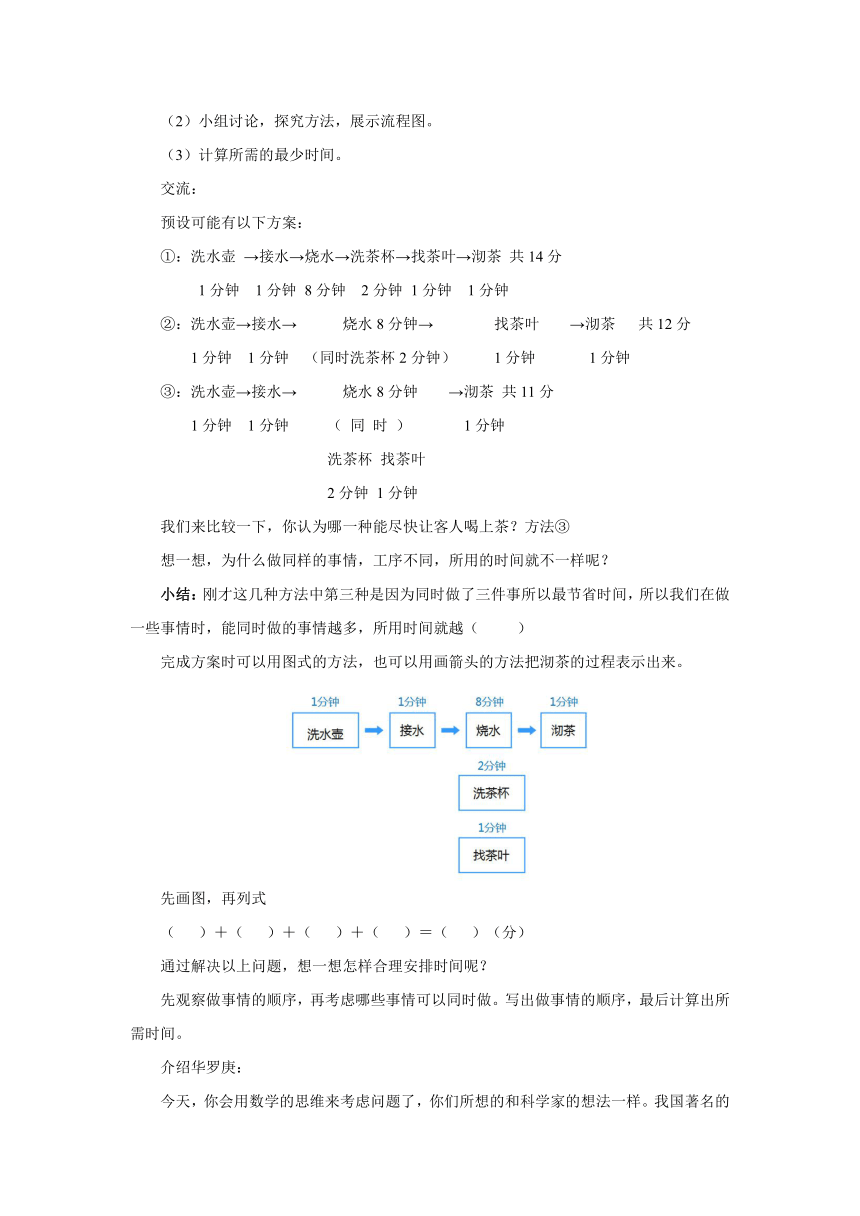 8.1沏茶问题导学案1 2022-2023学年四年级数学上册-人教版