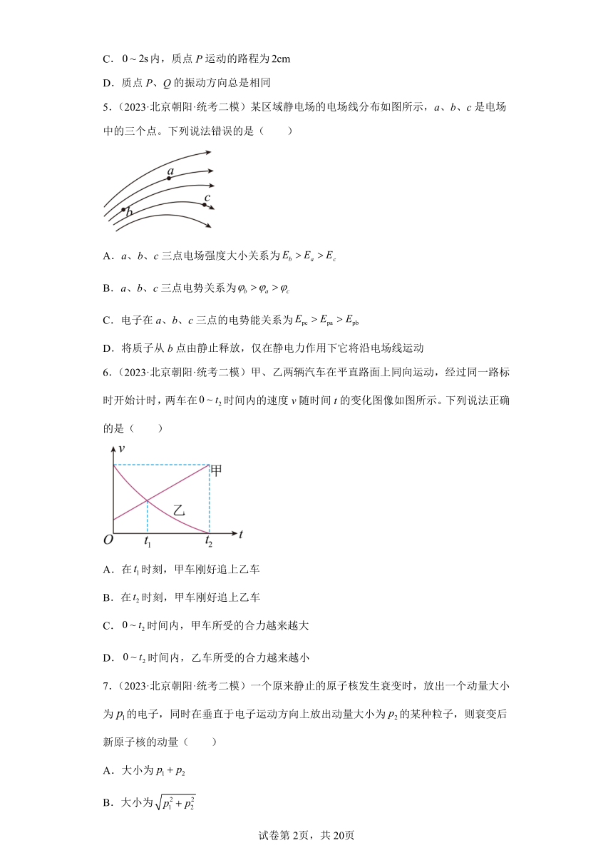 北京市各地区2023年高考物理模拟（二模）题按题型分类汇编-01选择题2（含解析）