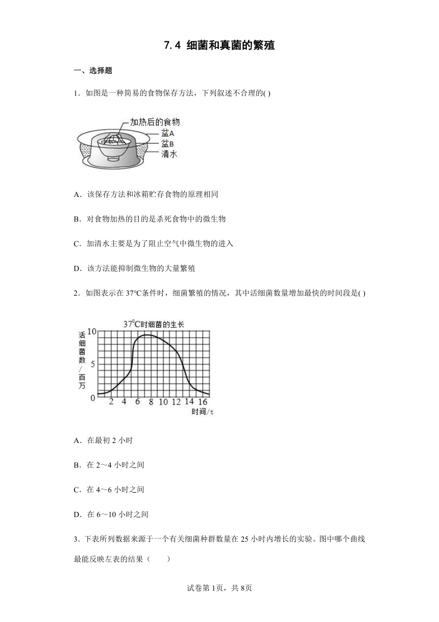 7.4细菌和真菌的繁殖一课一练（含答案）