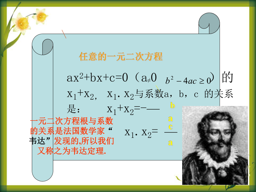 青岛版九年级数学上册课件：4.6《一元二次方程根与系数的关系》（共16张）