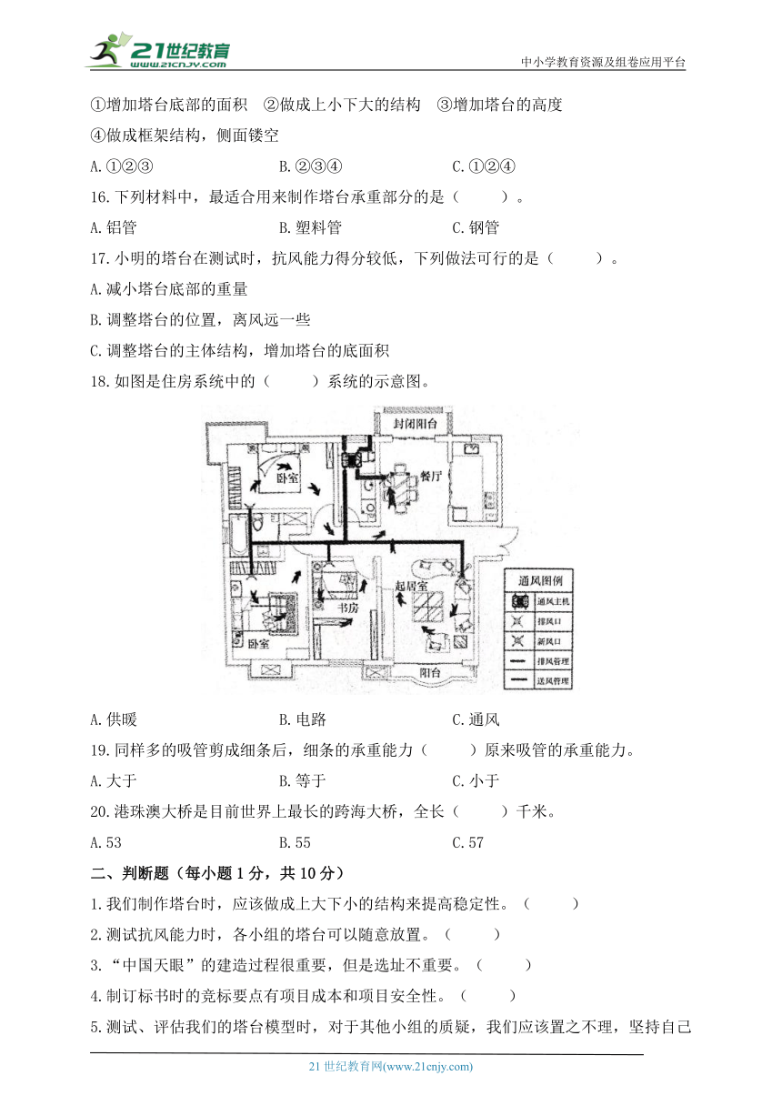 教科版（2017秋） 六年级科学下册第一单元自主检测卷（三）（含答案）