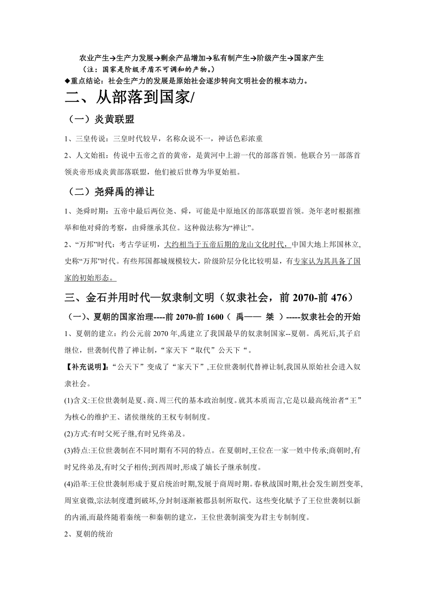 2023-2024年高考一轮复习精品学案--01：从蛮荒时代到文明国家---中华文明的起源与早期国家（另配针对性训练）