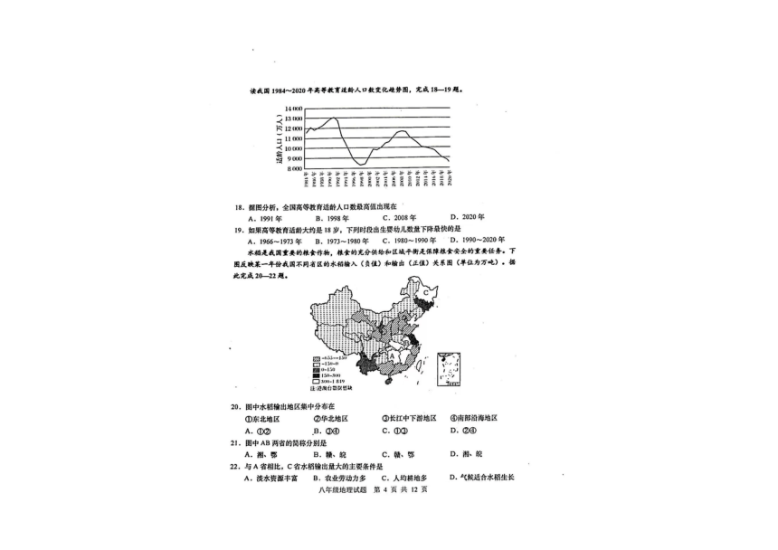 2024年山东省青岛市西海岸新区中考一模地理试卷（图片版无答案）