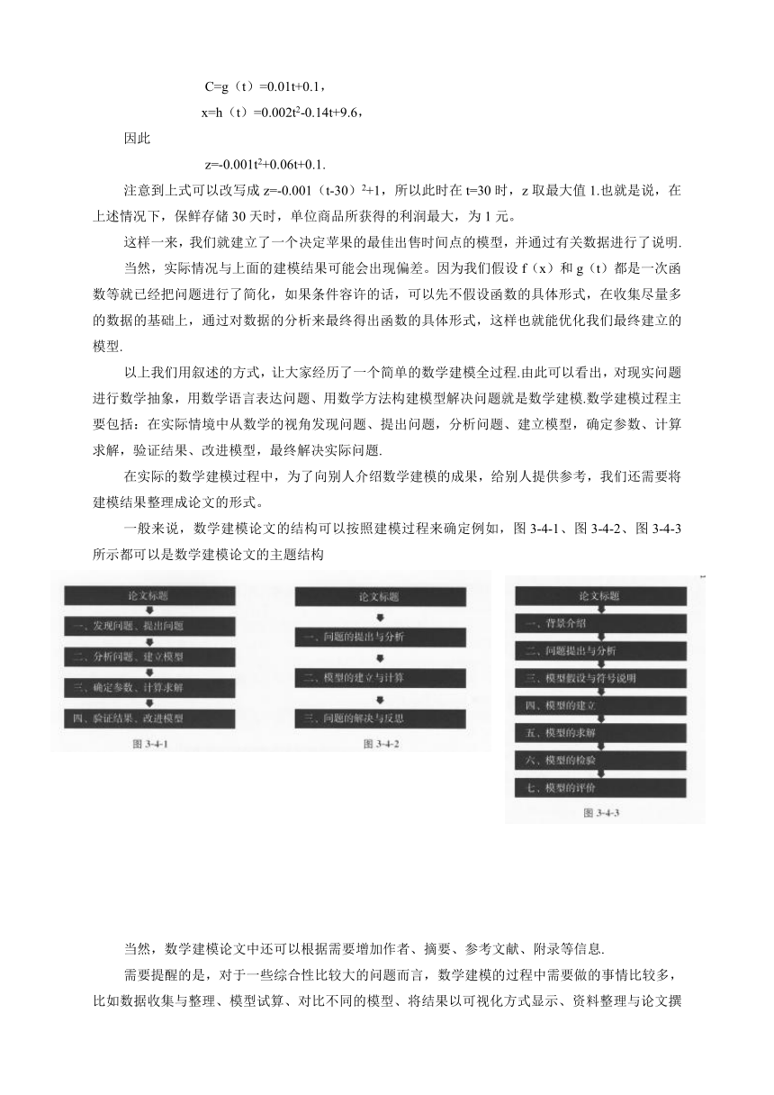 人教B版（2019）必修第一册 3.4数学建模活动：决定苹果的最佳出售时间点 教案