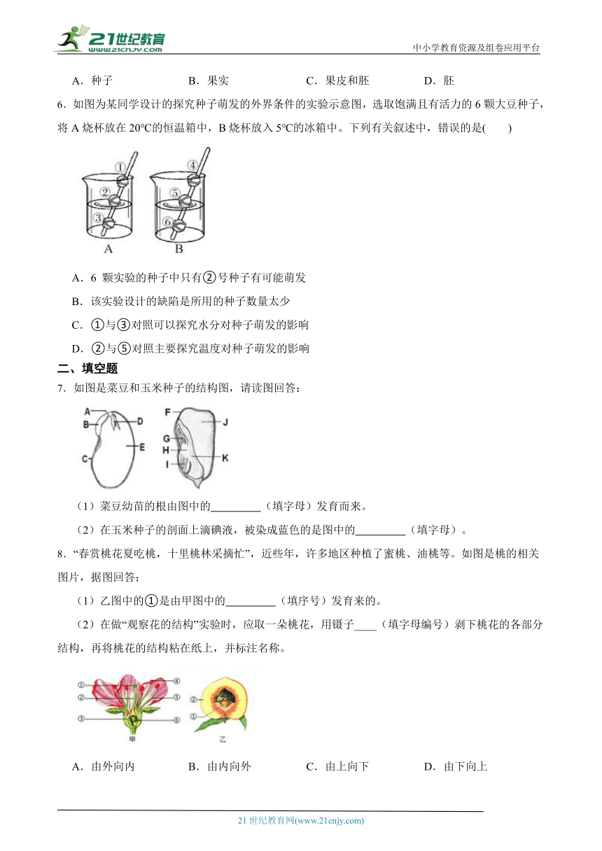 浙教版七下 1.4植物的一生 随堂练习（含解析）