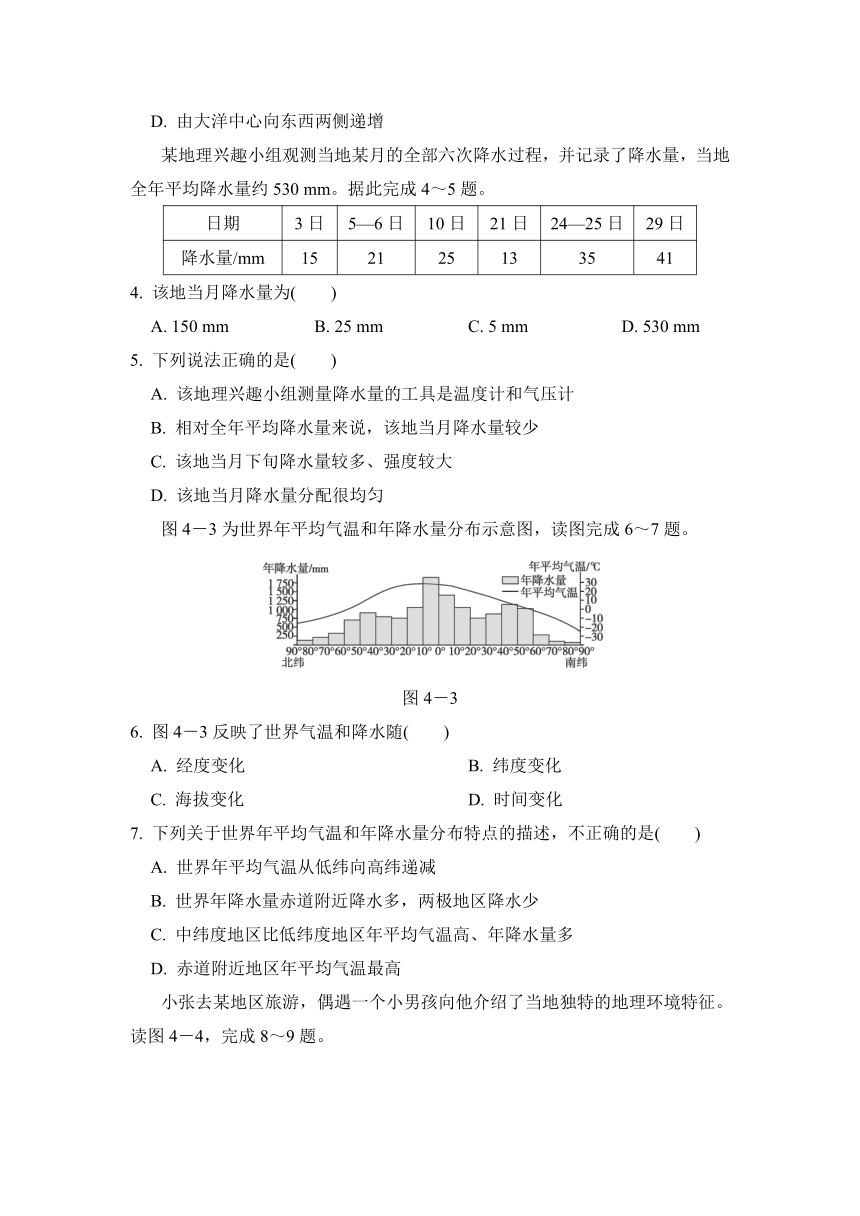 晋教版地理七年级上册第四章学情评估试题（含答案）