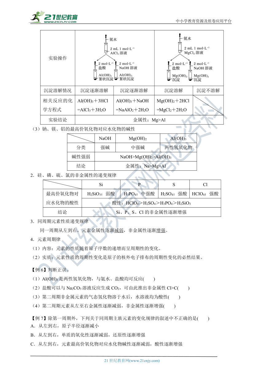 人教版（2019）高中化学必修一 同步学案 4.2.1元素性质的周期性变化规律