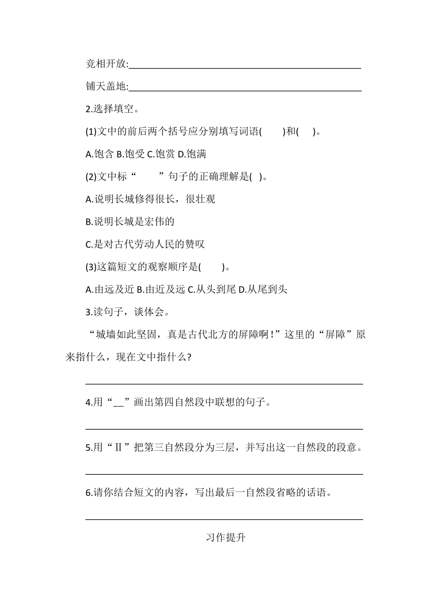 四年级上册语文阅读训练与写作提升主题-“成长的故事”（无答案）