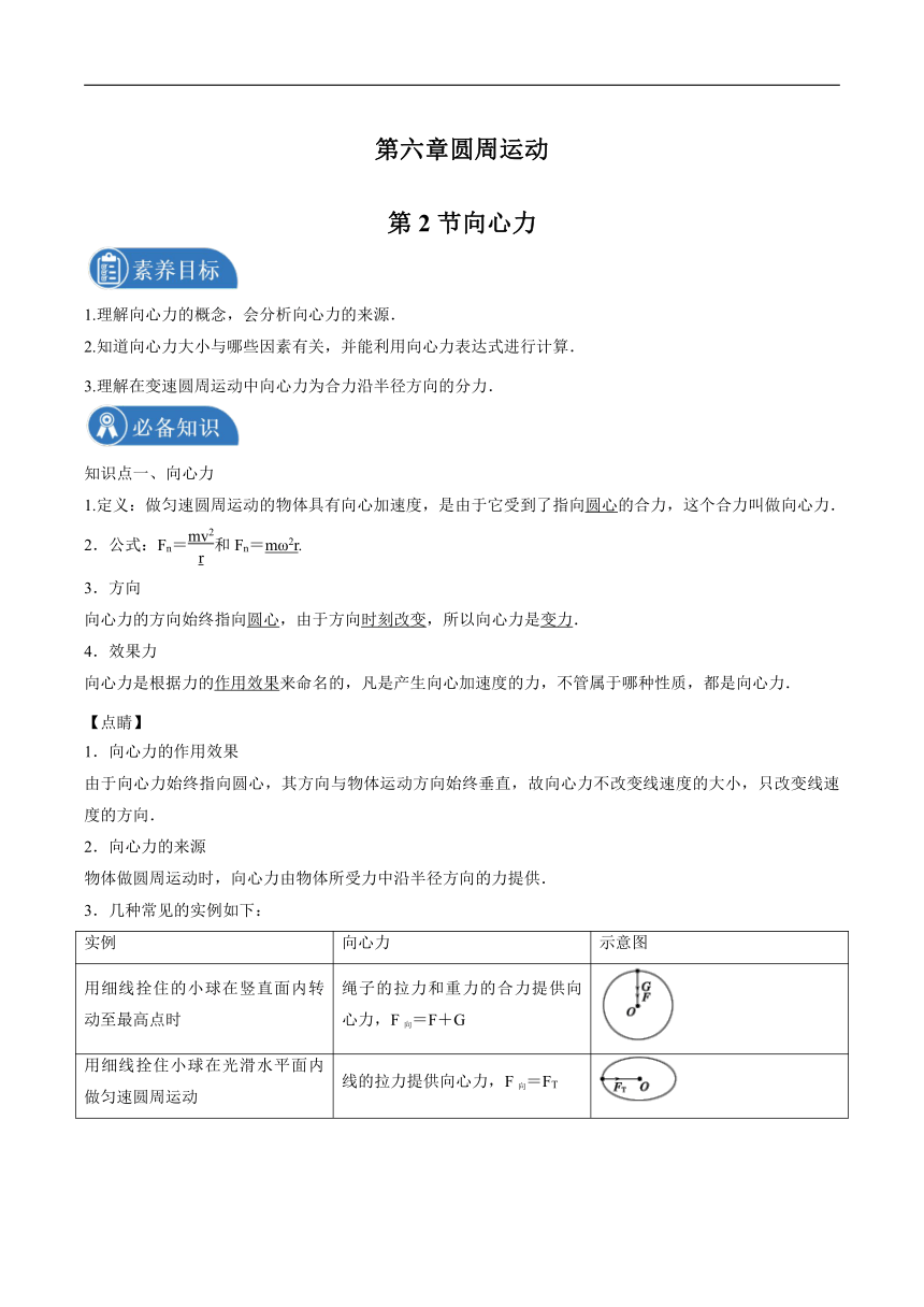 6.2向心力 学案