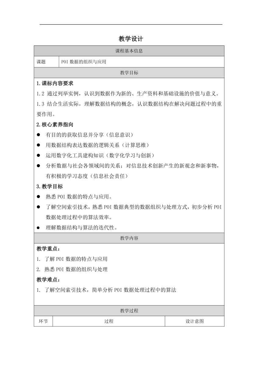 6.2 POI数据的组织与应用-教学设计（表格式）