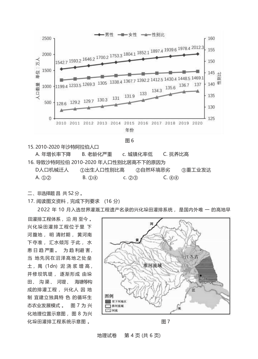 2023届广东省茂名市高三上学期第一次综合考试（一模） 地理试题（含答案）