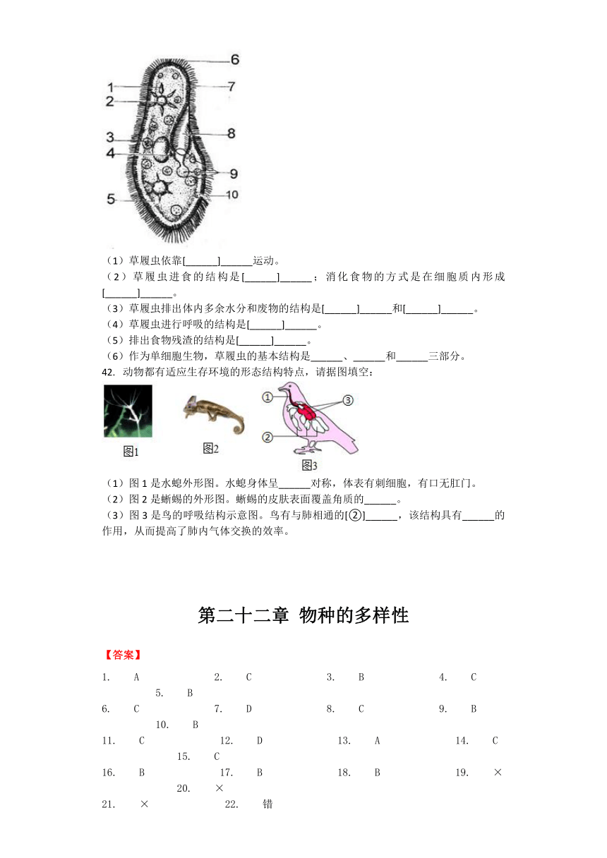 生物北师大版八年级下册 第二十二章 物种的多样性 章节习题（word版含解析）