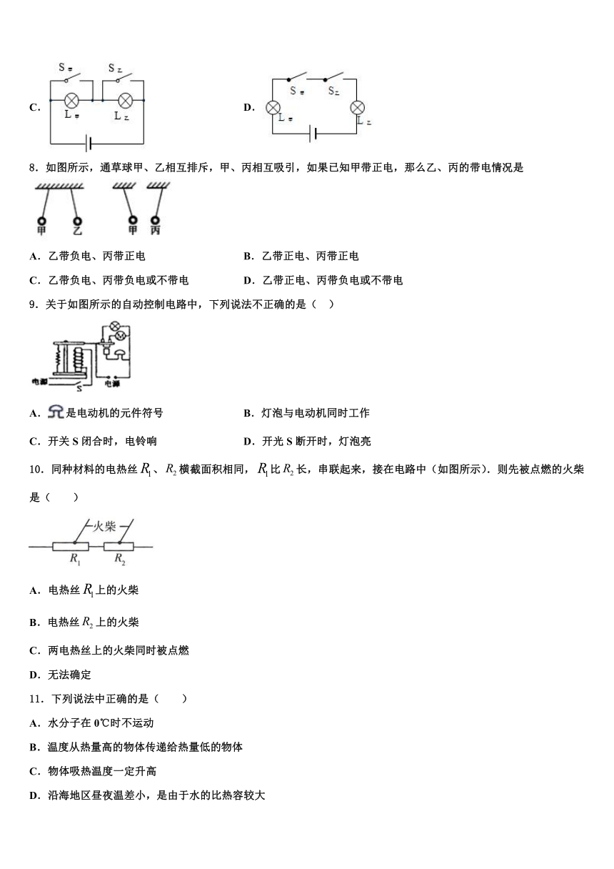 2023-2024学年河北省初级中学物理九下月考（4月）试题（含解析）