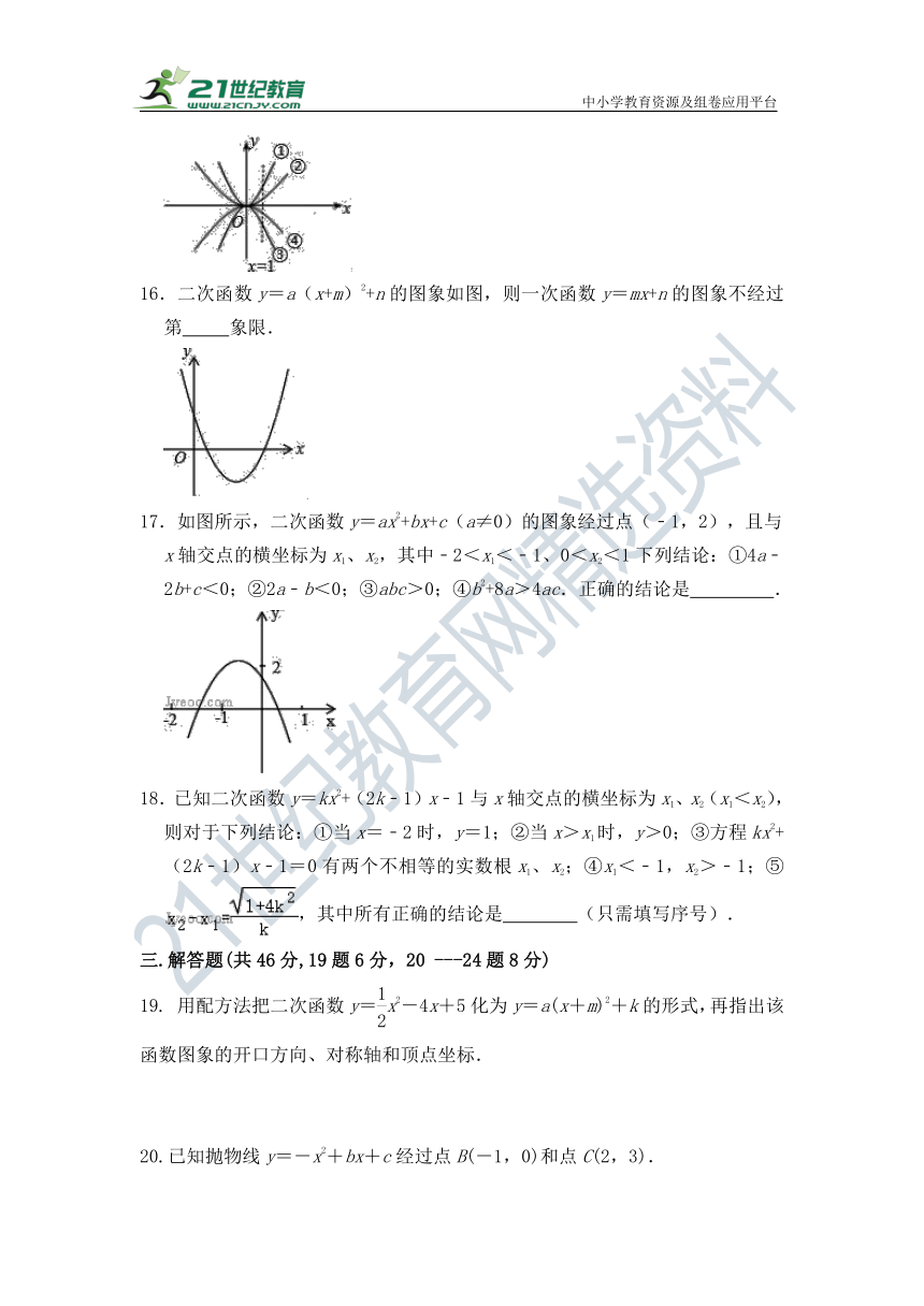 第二十二章 二次函数单元检测试题（含答案）