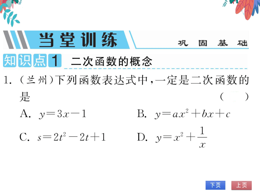 【沪科版】数学九年级上册 21.1二次函数 习题课件