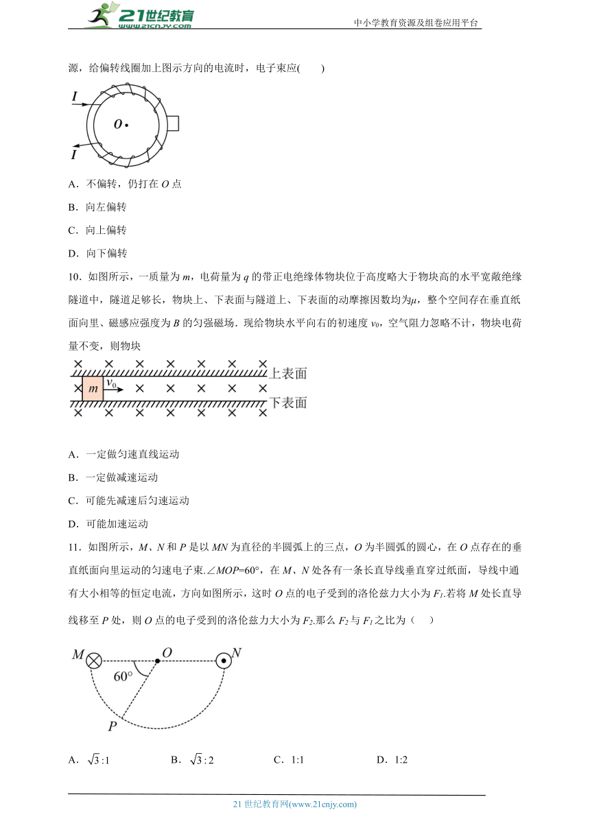 1.2磁场对运动电荷的作用力  同步练习（学生版+解析版）