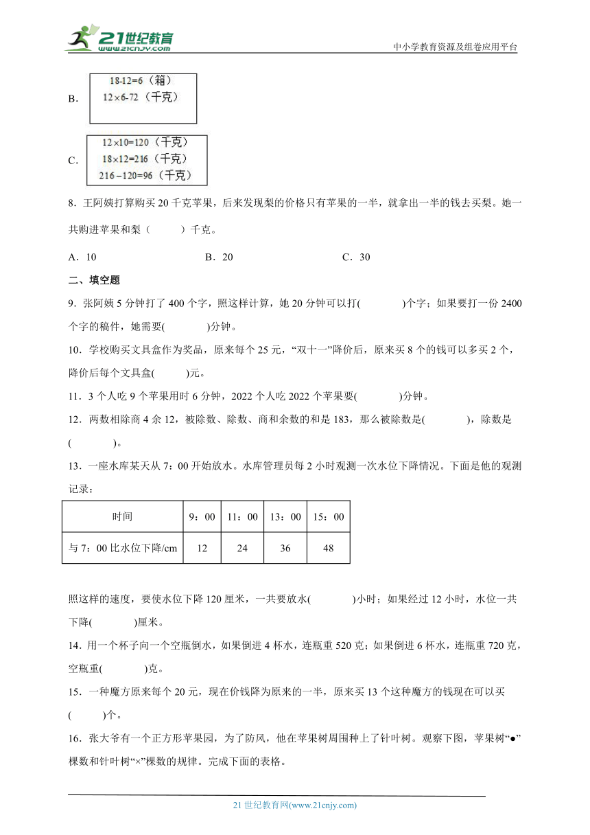 第五单元解决问题的策略高频考点检测卷（单元测试）-小学数学四年级上册苏教版（含解析）