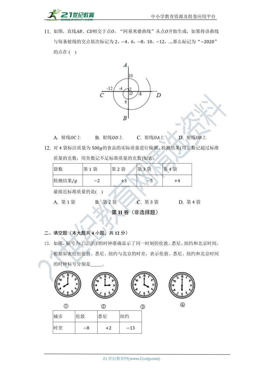 1.1从自然数到有理数 同步练习（含答案）